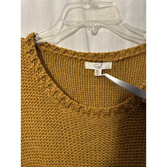 Easel Womens Boxy Oversized Pullover Knit Sweater Mustard Gold Size M / L - Picture 2 of 7